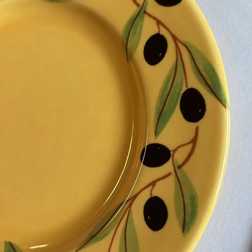 Varages France Olive Branch Pattern Yellow Salad Plates Set of 4